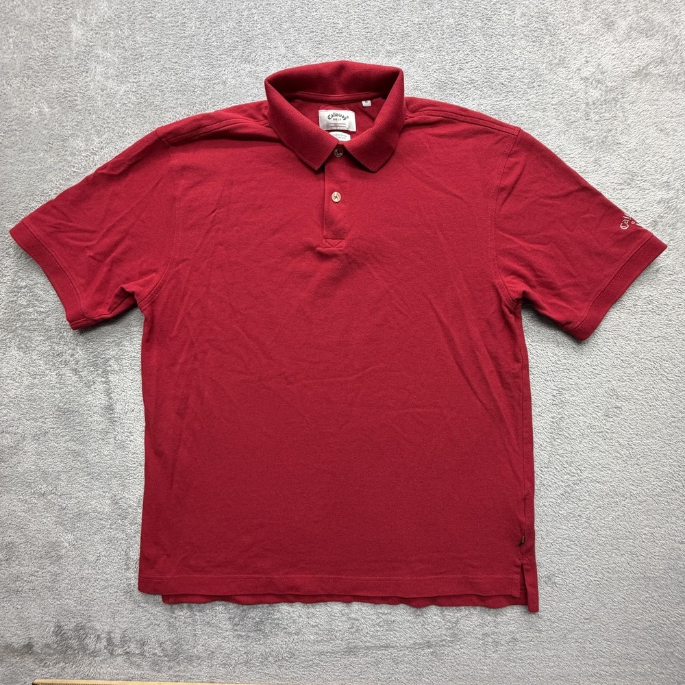 Callaway Golf Polo‎ Shirt Mens Medium Red 100% Cotton Golf Short Sleeve